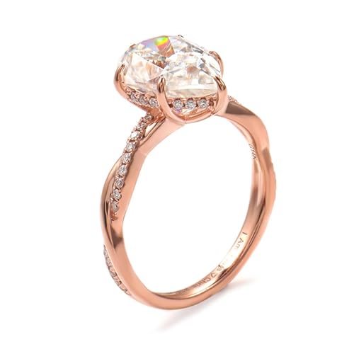 Damenring Hochzeit Moissanite Ring Women 9 Karat Roségold Träne Größe 61 (19.4) Elegant für Tante Weihnachten Gravur von Wycian