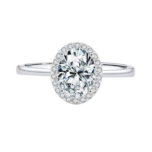 Damenring Personalisiert Moissanite Ring Ehering Weiß 9K Au375 6X8mm Ovale Form Moissanit Größe 61 (19.4) Vorsteckring für Mutter Einfach Schmuck von Wycian