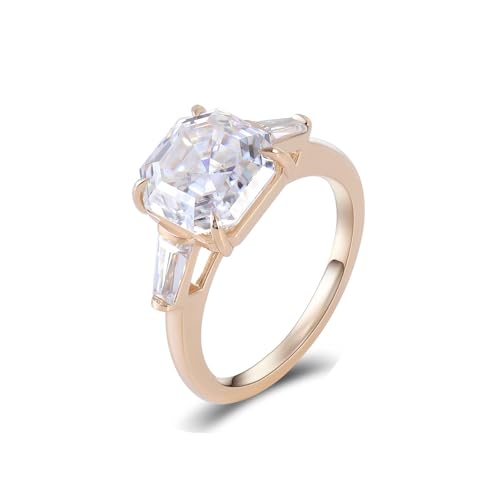 Damenring Wedding Ring Gold 18K Gelb Moissanit Quadratisch Geometrisch Größe 53 (16.9) Elegant für Tante Weihnachten Personalisierbar von Wycian