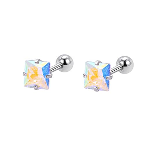 Earrings For Women, Ohrstecker Edelstahl Damen Silber 5 mm Quadratisch 5mm für Hochzeit Schmuck von Wycian
