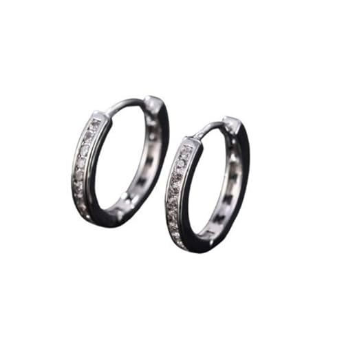 Earrings Men, Creolen Silber Versilbert Schlichte O-Form mit Zirkonia Besetzt für Männer Abschluss Schmuck von Wycian