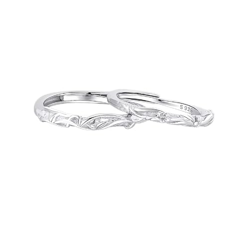 Edelstahl Ring Gravur Eheringe 925 Silber Sterling Silber Gras Verstellbar Mode für Paar Damen Schwester Weihnachten Schmuck von Wycian