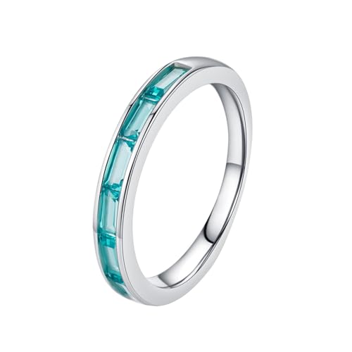 Ehering Eheringe Blau Weiß 14 Karat Au585 Rechteckform Zirkonia Größe 56 (17.8) Vorsteckring für Lesben Klassisch Schmuck Geschenk von Wycian