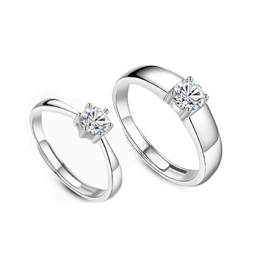Ehering Mann Vintage Ring 925 Sterling Silber Zirkonia Solod Verstellbar Mode für Paar Damen Gattin Muttertag Schmuck von Wycian