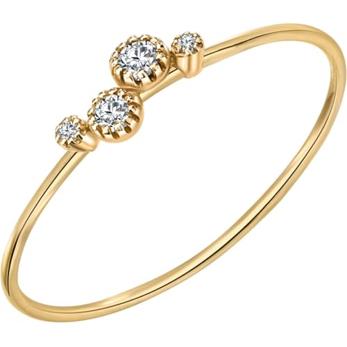 Ehering Ringe Gold 18K Gelb Labordiamant mit Rundem Weißem Diamanten Größe 49 (15.6) Modern für Mutter Weihnachten Personalisierbar von Wycian