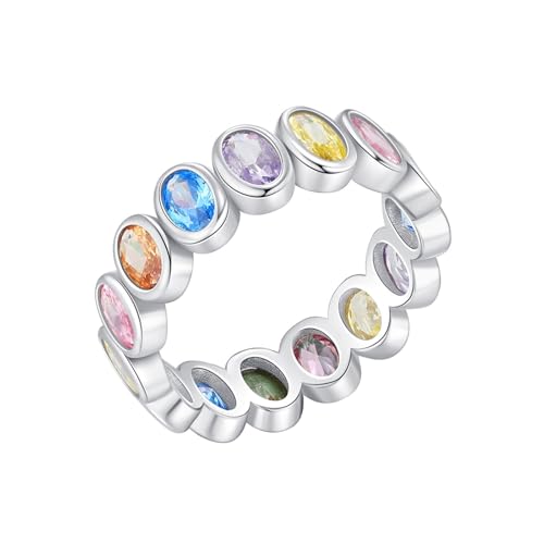 Eheringe Deko Ring Zirkonia Damen Weiß 9K Au375 Ovale Form Größe 49 (15.6) Vorsteckring für Lesben Klassisch Schmuck Geschenk von Wycian