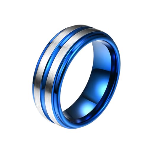 Eheringe und Verlobungsring, Wolfram Ring Ehering Blau Größe 54 (17.2) Polierte Rille 8mm Matt Gebürstet Personalisiert für Mutter Abschlussball von Wycian