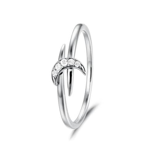 Engagement Ring For Women, Damen Ringe Aus Platin 9 Karat Weißgold 6.1Mm Größe 50 (15.9) Moissanit Rundschliff Weiß Npassbar Für Hochzeit von Wycian
