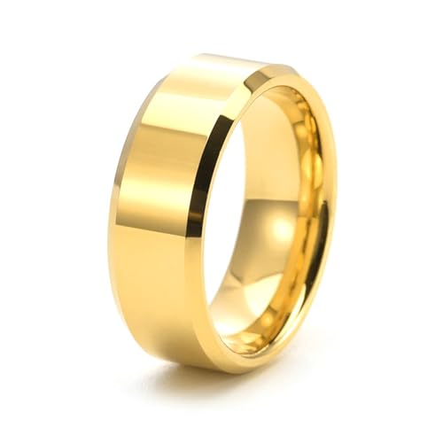 Frauen Ring Gravur, Wolfram Ring Herren Gold Größe 67 (21.3) 8mm Einfach Anpassbar für Frau Valentinstag von Wycian