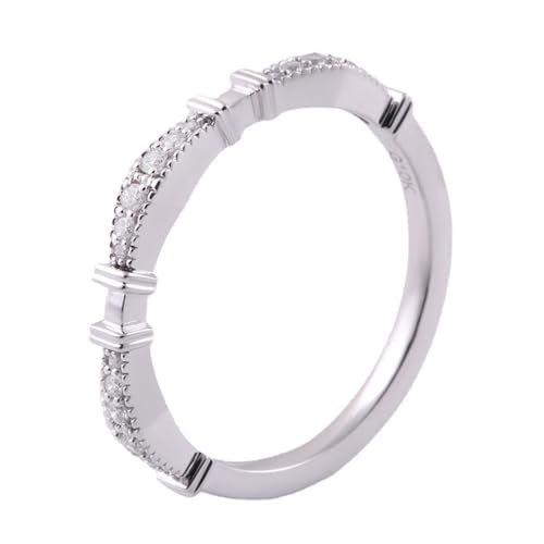 Freundschaftsringe Rune, Wedding Rings White Gold 9K Größe 56 (17.8) Moissanit Rundschliff Weiß Personalisiert Für Abschluss von Wycian