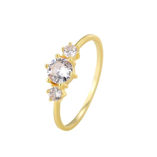 Hochzeitsringe Deko Ring 18K Gold Au750 Moissanit Weißer Runder Moissanit Größe 50 (15.9) Klassisch für Schwester Cocktail Personalisiert von Wycian