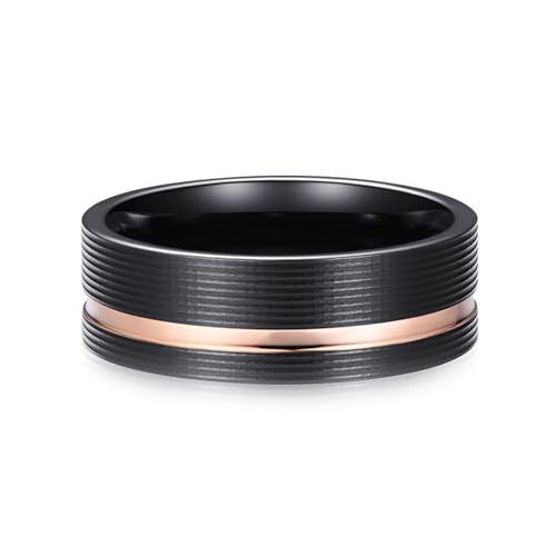Hochzeitsringe Zur Deko, Wolfram Ring Ehering Schwarz Größe 60 (19.1) Matte 8mm Rillenstreifen Anpassbar für Frau Neujahr von Wycian