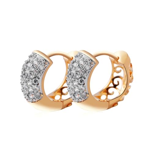 Hoop Earrings, Damen Ohrringe Creolen Gold Hohlmuster mit Zirkonia für Neujahr Schmuck von Wycian