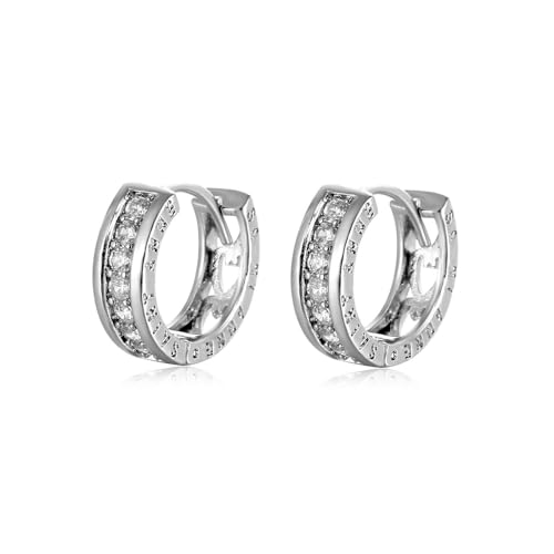 Hoop Earrings, Earrings Silver Versilbert Eleganter Geometrischer Hohlstein mit Zirkonia für Damen Abschluss Schmuck von Wycian