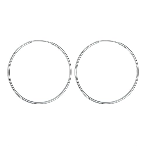Hoop Earrings, Ohrringe Damen Creolen Silber Versilbert Kreis 50mm für Geburtstag Schmuck von Wycian