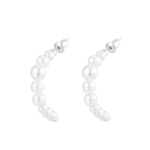 Kleine Creolen, Ohrringe Damen Creolen Silber Versilbert Perle Perlen 32X17mm für Abschluss Schmuck Kleine Creolen, Ohrringe Damen Creolen Silber Versilbert Perle Perlen 32X17mm für Abschluss Schmuck von Wycian