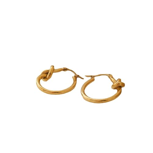 Kleine Creolen, Ohrringe Gold Creolen Klein Edelstahl Kreis mit Knoten für Damen Jubiläum Schmuck von Wycian