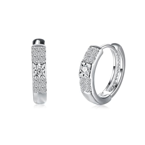 Kleine Creolen, Ohrringe Silber Creolen Versilbert Zirkonia Runden 17X4mm für Damen Abschlussball Schmuck von Wycian
