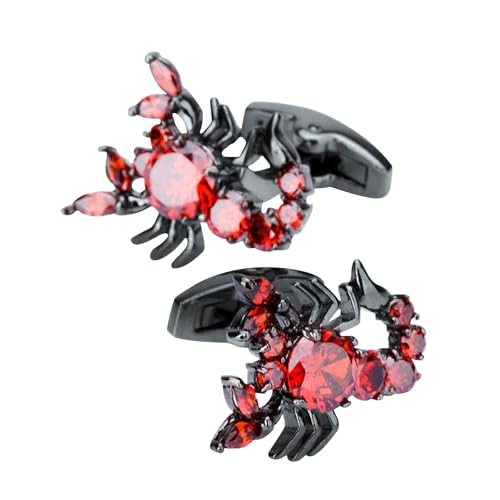 Manchettenknoepfe Herren Manchettenknoepfe Herren Rot Rubin Versilbert Glänzender Zirkon In Skorpionform 2.6X2cm für Herren Père Fils Valentinstag von Wycian