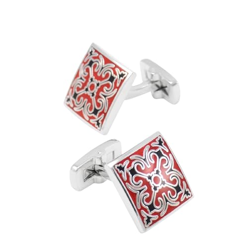 Manchettenknoepfe Herren Manchettenknoepfe Herren Rot Versilbert Abstrakte Blumen 1.8X1.8cm für Herren Père Fils Valentinstag Unternehmen Manchettenknoepfe Herren Manchettenknoepfe Herren Rot Versilbert Abstrakte Blumen 1.8X1.8cm für Herren Père Fils Valentinstag Unternehmen von Wycian