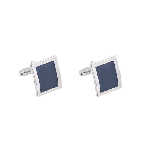 Manchettenknoepfe Herren Manchettenknoepfe Set Herren Marineblau Versilbert Rechteck 1.7X1.4cm für Herren Père Fils Valentinstag Unternehmen von Wycian