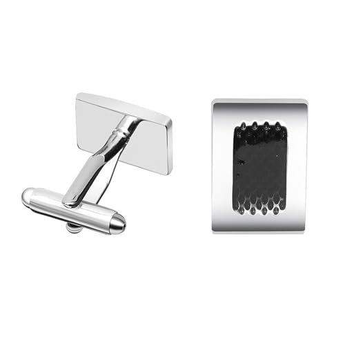Manchettenknoepfe Herren Personalisiert Cufflinks For Men Silver Schwarz Versilbert Rechteck 1.7X1.2cm für Herren Père Fils Valentinstag Unternehmen Manchettenknoepfe Herren Personalisiert Cufflinks For Men Silver Schwarz Versilbert Rechteck 1.7X1.2cm für Herren Père Fils Valentinstag Unternehmen von Wycian