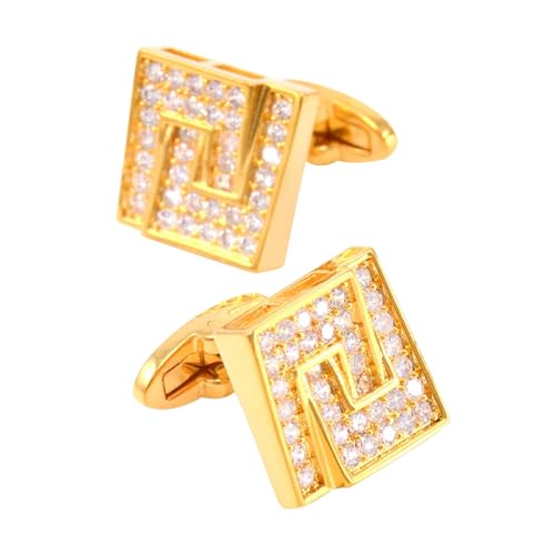 Manchettenknoepfe Herren Personalisiert Manschettenknöpfe Herren Gold Set Zirkonia Vergoldet Geometrische Form für Herren Père Fils Valentinstag von Wycian