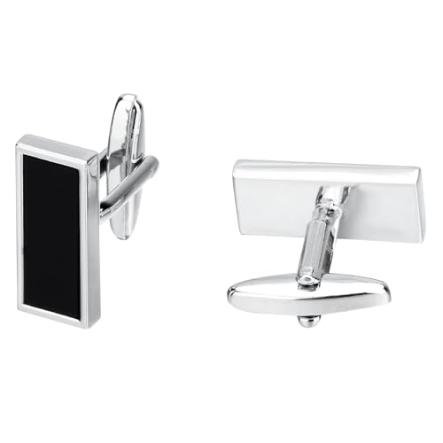 Manchettenknoepfe Herren Personalisiert Manschettenknöpfe Schwarz Versilbert Rechteck 2.2X1cm für Herren Père Fils Valentinstag Unternehmen Manchettenknoepfe Herren Personalisiert Manschettenknöpfe Schwarz Versilbert Rechteck 2.2X1cm für Herren Père Fils Valentinstag Unternehmen von Wycian