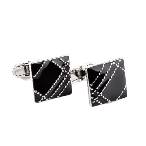 Manschettenknöpfe Herren Edel Manschettenknöpfe Herren Eckig Silber Schwarz Versilbert Quadrat 1.8X1.8cm für Herren Père Fils Valentinstag Manschettenknöpfe Herren Edel Manschettenknöpfe Herren Eckig Silber Schwarz Versilbert Quadrat 1.8X1.8cm für Herren Père Fils Valentinstag von Wycian