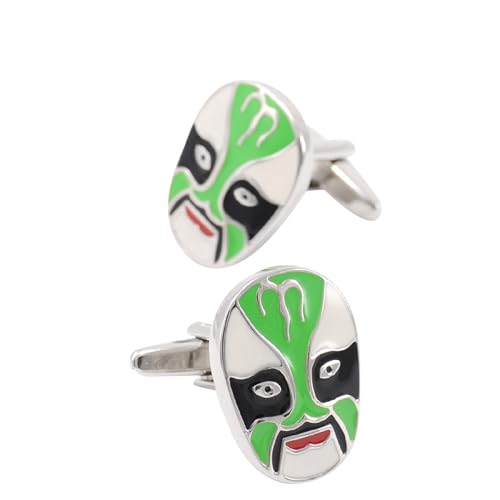 Manschettenknöpfe Herren Manchettenknoepfe Grün Versilbert Gesichts-Makeup 2.3X1.7cm für Herren Père Fils Valentinstag Unternehmen Fête Des Pères Manschettenknöpfe Herren Manchettenknoepfe Grün Versilbert Gesichts-Makeup 2.3X1.7cm für Herren Père Fils Valentinstag Unternehmen Fête Des Pères von Wycian