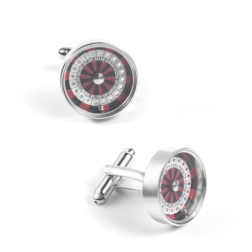 Manschettenknöpfe Herren Manschettenknöpfe Herren Rot Silber Versilbert Runder Kugeldrehtisch 19.5X19.5cm für Herren Père Fils Valentinstag von Wycian