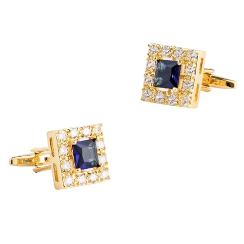 Manschettenknöpfe Herren Personalisiert Manschettenknöpfe Golden Zirkonia Vergoldet Quadratische Form 16.4X16.4cm für Herren Père Fils Valentinstag von Wycian