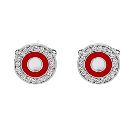 Manschettenknöpfe Herren Vintage Manschettenknöpfe Rot Zirkonia Versilbert Runder Emaille 2X2cm für Herren Père Fils Valentinstag Unternehmen Manschettenknöpfe Herren Vintage Manschettenknöpfe Rot Zirkonia Versilbert Runder Emaille 2X2cm für Herren Père Fils Valentinstag Unternehmen von Wycian