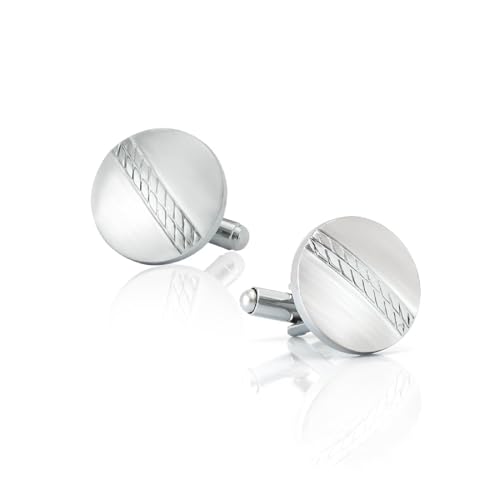 Manschettenknöpfe Set Herren Manchettenknoepfe Silber Versilbert Runde Form 18X18cm für Herren Père Fils Valentinstag Unternehmen Fête Des Pères von Wycian