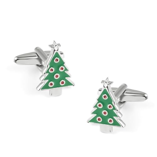 Manschettenknöpfe Set Herren Manschettenknöpfe Herren Grün Silber Versilbert Weihnachtsbaum 14X20cm für Herren Père Fils Valentinstag Unternehmen von Wycian