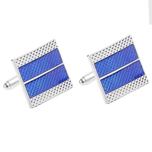 Manschettenknöpfe Set Herren Manschettenknöpfe Herren Quadratisch Silber Blau Versilbert Quadrat 2X2cm für Herren Père Fils Valentinstag Unternehmen von Wycian