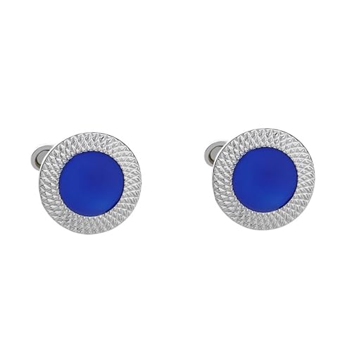 Manschettenknöpfe Set Herren Manschettenknöpfe Rund Silber Blau Versilbert Runder Emaille 2X2cm für Herren Père Fils Valentinstag Unternehmen Manschettenknöpfe Set Herren Manschettenknöpfe Rund Silber Blau Versilbert Runder Emaille 2X2cm für Herren Père Fils Valentinstag Unternehmen von Wycian