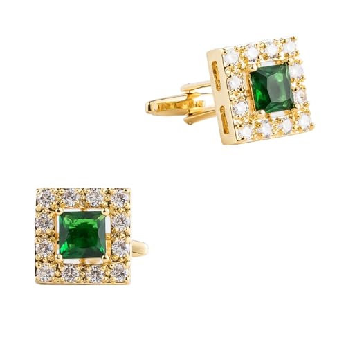 Manschettenknöpfe Set Herren Manschettenknöpfe für Herren Gold Zirkonia Vergoldet Quadratische Form 16.4X16.4cm für Herren Père Fils Valentinstag von Wycian