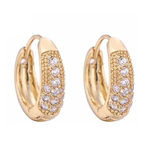 Modeschmuck Ohrringe, Ohrringe Creolen Gold und Runde Zirkonia 6mm für Damen Jubiläum Schmuck von Wycian