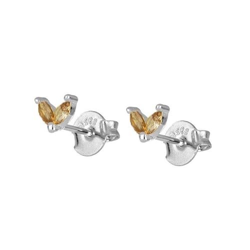 Modeschmuck Ohrringe, Ohrringe Damen Set Silber S925 Sterling Simple Leaves Zirkonia Champagner für Neujahr Schmuck von Wycian
