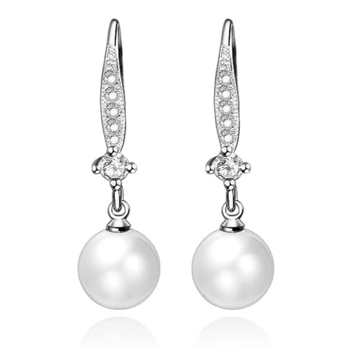 Modeschmuck Ohrringe, Ohrringe Hängend Stein Weißgold Versilbert Wassertropfen mit Perle 35X10mm für Damen Muttertag Schmuck von Wycian