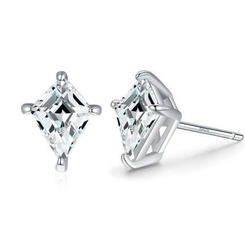 Modeschmuck Ohrringe, Ohrstecker 925 Silber Rhombischer Zirkonia 9.5X7.7mm für Damen Abschlussball Schmuck von Wycian