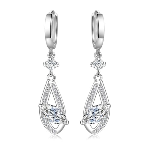 Modeschmuck Ohrringe, Zirkonia Ohrringe Hängend Versilbert Durchbrochene Geometrische Raute 47X11mm für Damen Abschluss Schmuck von Wycian
