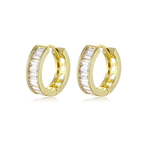 Ohrring Herren, Ohrringe Gold Creolen Set Zirkonia Geometrischer O-Förmiger Hohlraum für Männer Hochzeit Schmuck von Wycian