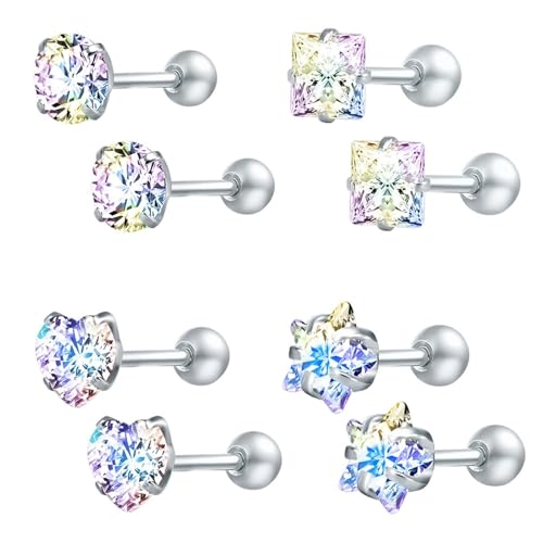 Ohrring Herren, Ohrstecker Silber Edelstahl 5 mm Rund/Stern/Herz/Quadrat mit Zirkonia 5mm für Männer Neujahr Schmuck Ohrring Herren, Ohrstecker Silber Edelstahl 5 mm Rund/Stern/Herz/Quadrat mit Zirkonia 5mm für Männer Neujahr Schmuck von Wycian