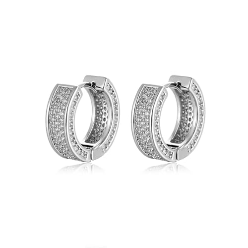 Ohrring Männer, Ohrringe Silber Vintage Versilbert Eleganter O-Förmiger Pavé-Zirkon für Abschluss Schmuck von Wycian