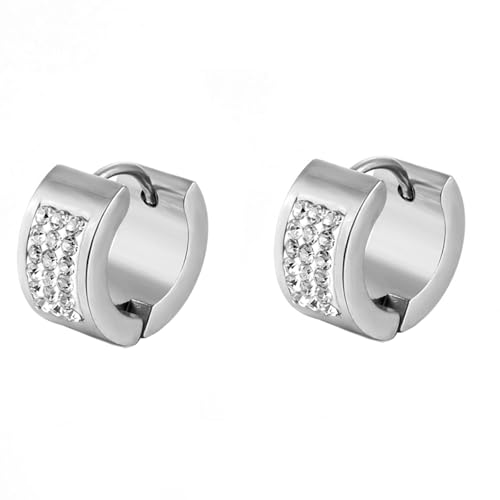 Ohrring Set, Creolen Edelstahl Silber mit Zirkonia 9X7mm für Damen Neujahr Schmuck von Wycian