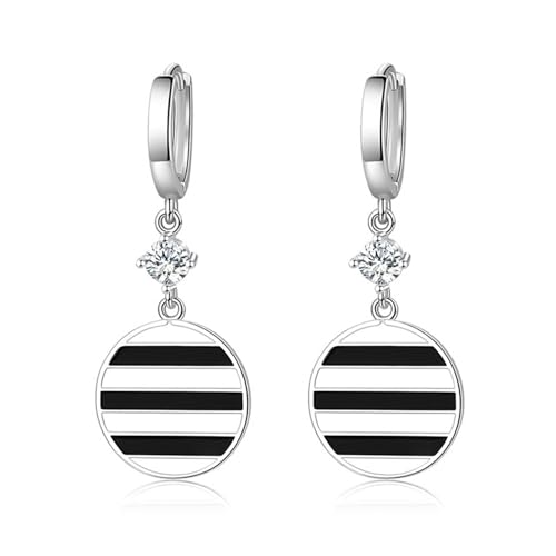 Ohrring Set, Damen Ohrringe Weiss Zirkonia Schwarze und Weiße Streifen 45X18mm für Valentinstag Schmuck Ohrring Set, Damen Ohrringe Weiss Zirkonia Schwarze und Weiße Streifen 45X18mm für Valentinstag Schmuck von Wycian
