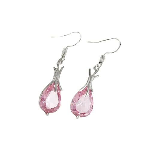 Ohrring Set, Zirkonia Ohrringe Hängend Rosa Versilbert Wassertropfen für Damen Jubiläum Schmuck von Wycian
