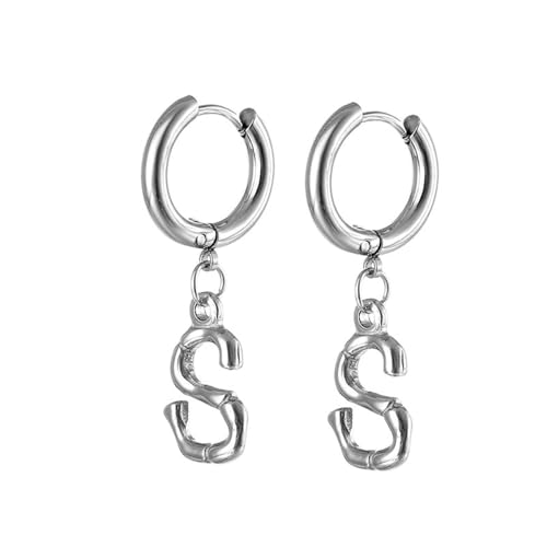 Ohrringe Creolen, Creolen Edelstahl Damen Silber mit Buchstabe S für Muttertag Schmuck von Wycian